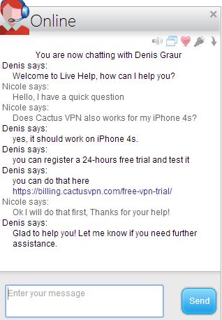 Cactus VPN customer service