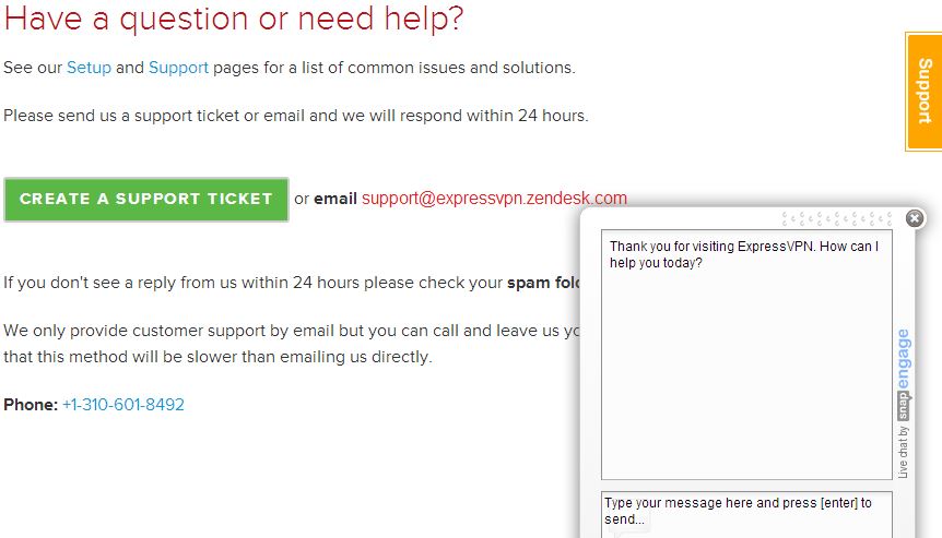 Express VPN Support Page